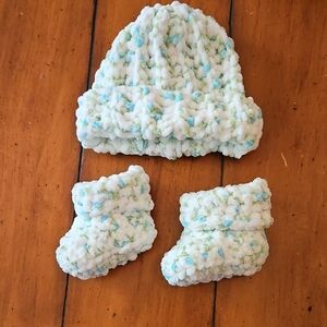 Handmade Baby Hat and Booties Set